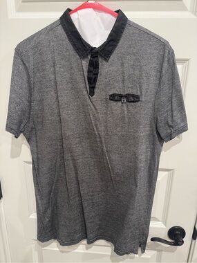 Buckle Men's Gray Polo with Dark Contrast Collar